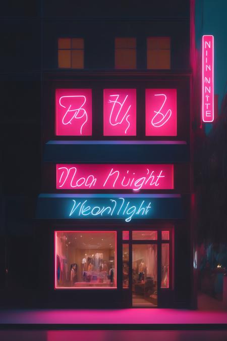 00082-503599023-_lora_Neon Night_1_Neon Night - a high-end fashion boutique with a neon sign showcasing its logo.png